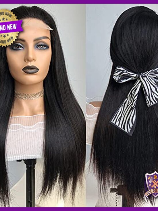 26in Human Hair Lace Closure Wig Glueless Pre Plucked Straight 180% Density main image 4